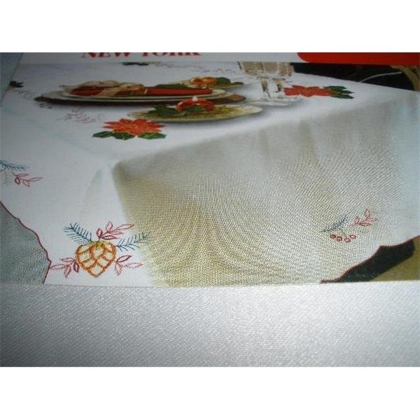Tapestry Trading Tapestry Trading RC22355-60104 60 x 104 in. Embroidered Christmas Poinsettia Cutwork Table Cloth RC22355/60104